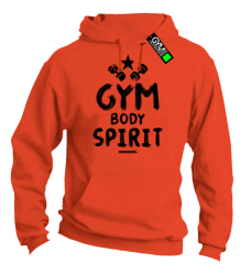Gym Body Spirit - bluza z kapturem męska  pomarańczowa
