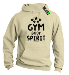 Gym Body Spirit - bluza z kapturem męska  beżowa