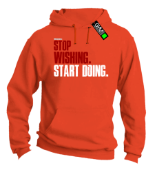 STOP Wishing Start Doing - bluza męska z kapturem pomarańczowa