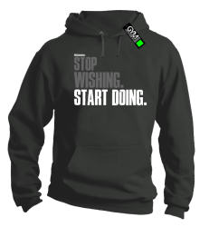 STOP Wishing Start Doing - bluza męska z kapturem grafitowa