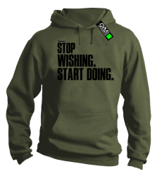 STOP Wishing Start Doing - bluza męska z kapturem khaki