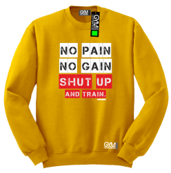 No Pain No Gain Shut Up and train - bluza męska standard żółta