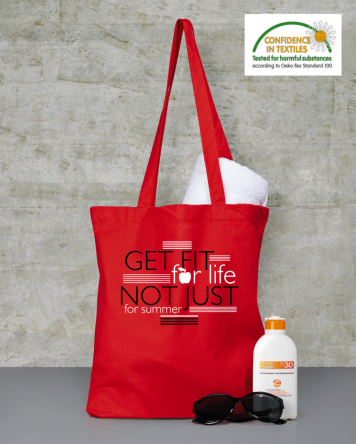 Get fit for life not just for summer - torba eko z nadrukiem czerwona