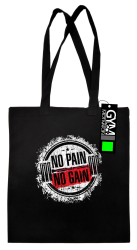 No Pain No Gain Cracked Round - torba eko z nadrukiem czarna