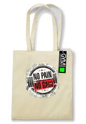 No Pain No Gain Cracked Round - torba eko z nadrukiem beżowa