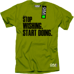 STOP Wishing Start Doing - koszulka męska limonkowa